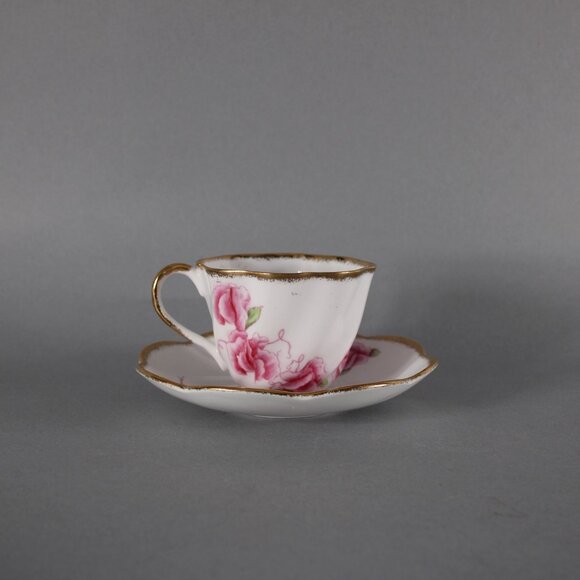 Salisbury Tea Cup With Saucer Sweet Pea White Pink Floral Bone China Tea Cup - Picture 4 of 12
